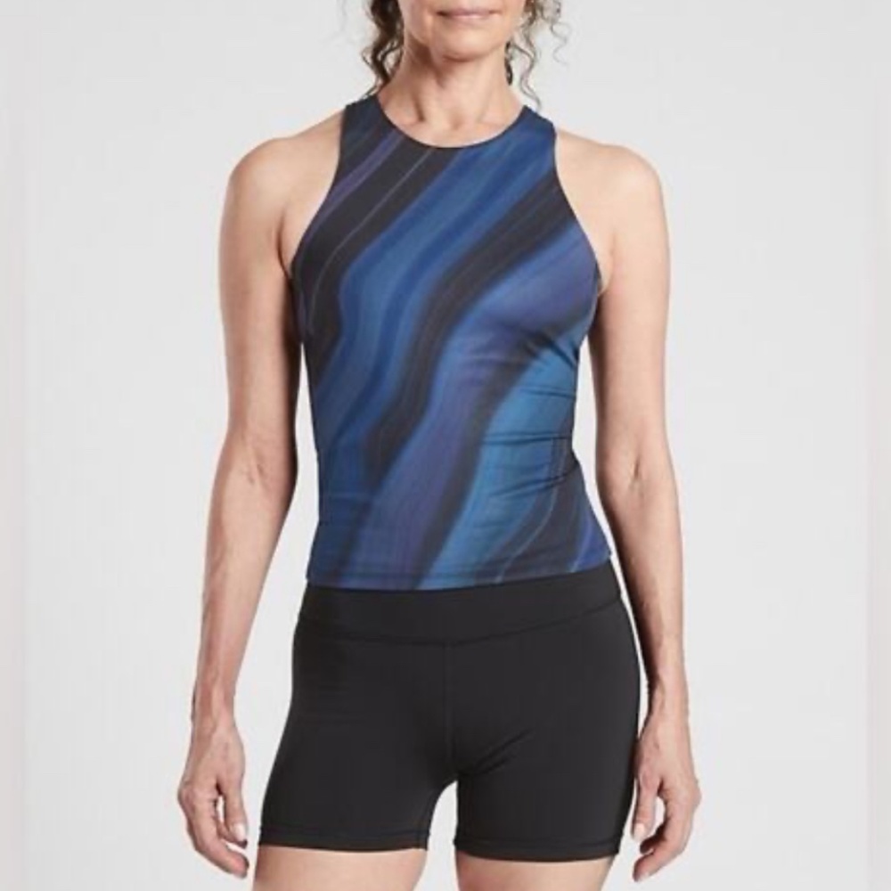 EUC Athleta Supersonic Support Tank in Blue Stripe M